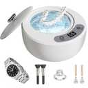 Upgraded Ultrasonic Retainer Cleaner Machine, 48kHz  200ML Dentures, Night Guards, Braces, Aligners, Toothbrush & Jewelry Cleaner, 5 Cleaning Modes, White