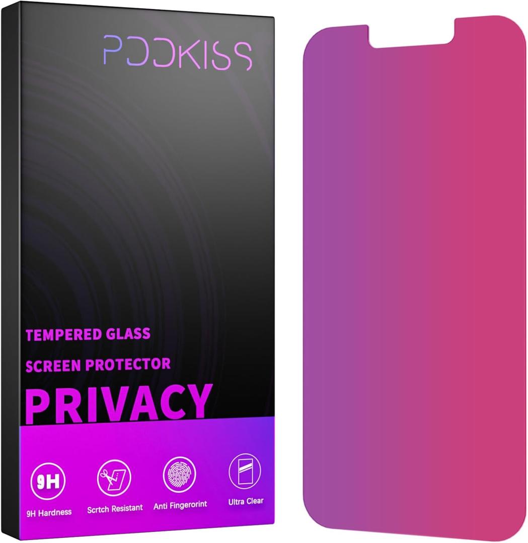 PDDKISS Compatible for iPhone 12/iPhone 12 Pro Privacy Screen Protector Tempered Glass 6.1 Inch, Pink Gradient Anti Spy Anti Blue Light HD Easy Installation