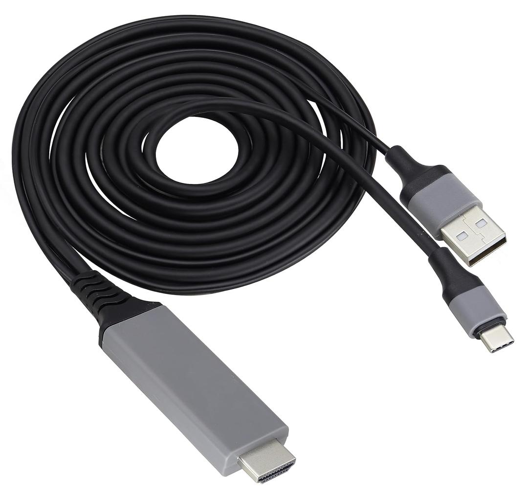 zdyCGTime 2 in 1 MHL USB Type C 3.1 Male & USB 2.0 A Male to HDMI Male 4K@30Hz HDTV Mirroring Video Audio Output Charging Cable Compatible with Android, MacBook, iPad, Thunderbolt 3(2m/Black-USB C)