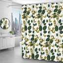 Leaves Shower Curtain Tropical Jungle Plant Curtain Set for Bathroom Modern Natural Botanical Green Leaves Shower Curtain with Hooks Waterproof Fabric Decor 72x78 Inch