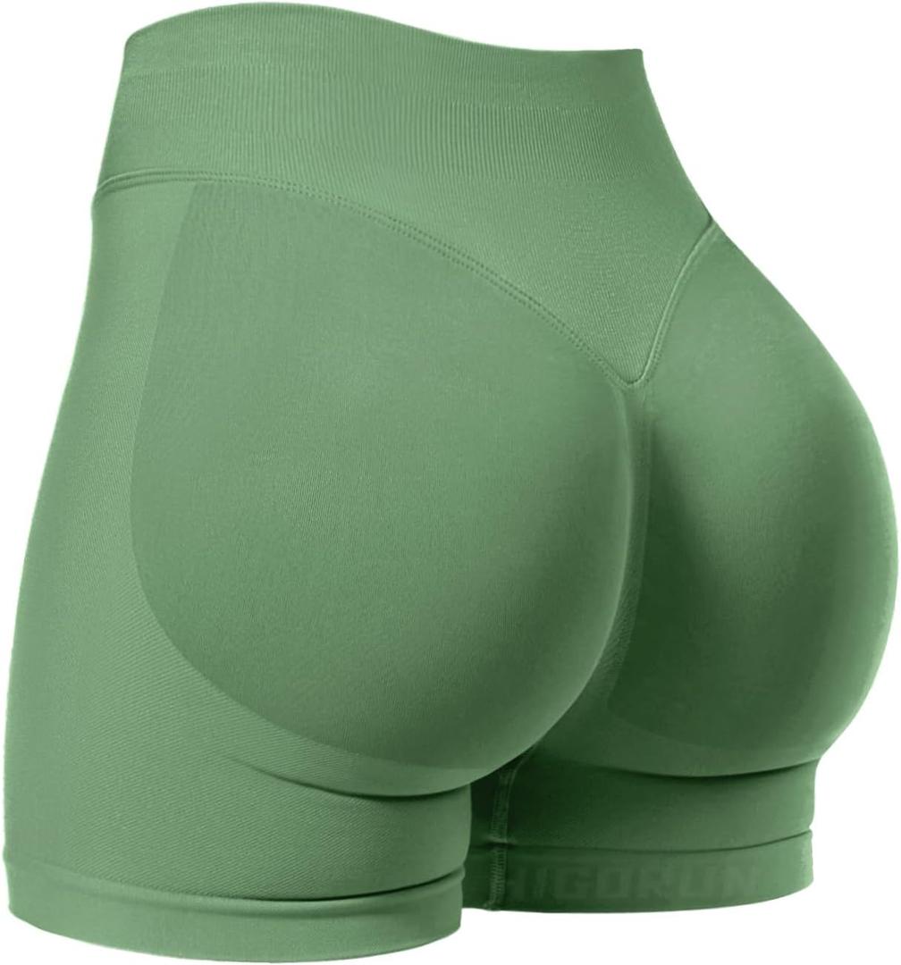 HIGORUN Women Workout Impact Shorts Scrunch Butt Lifting Gym Yoga Seamless Booty Biker Shorts (XS)