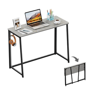 WOHOMO Folding Desk, Small Writing Desk 39.4", Space-Saving Foldable Laptop Table Writing Workstation for Home Office, Easy Assembly, Grey