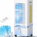 Evaporative Air Cooler with Remote & Timer, 2200+ CFM Portable Fan That Blows Cold Air for Large Room, Home Office, Bedroom - 2.1Gal High-Capacity Tank, 3 Modes, Whisper Quiet 30dB & Sleep Mode (White)