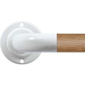 Wood Curtain Rods for Windows: 1 Inch Diameter Heavy Duty Adjustable White Curtain Rod 48" to 84"4-7ft), Wood Grain Pattern Blackout Wrap Around Room Darkening Drapery Rod for Indoor and Outdoor