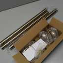 Warm Gold Curtain Rods for Windows 48 to 84 Inch 1" Diameter Adjustable Heavy Duty Brass Window Curtain Rod with Metal Finials for Living Room Bedroom Farmhouse Kitchen Outdoor