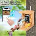 AiQInu Solar Powered Bird Feeder with Camera, 4K QHD Live Video, AI Bird Recognition, Auto Recording, Outdoor Waterproof Bird Watching Camera, Live Stream Bird House for Bird Lovers Gift