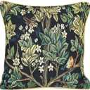 Signare William Morris Artist Tapestry Double Sided Square Throw Pillow Cover Only 18" x 18"/ 45cm x 45cm in Blue Tree of Life Design (CCOV-Art-Morris-4)
