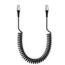 Android Auto Coiled USB C to USB C Cable 60W Black 1.4FT-6.6FT,Fast Charging Type C Cable with LED for iPhone 15/15 Pro/15 Plus/15 Pro Max,Samsung Galaxy S24/S23/A15,iPad Pro/Air,Google Pixel 8 Pro