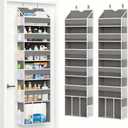 2-Pack Over The Door Organizer Hanging 6-Shelf Storage Organizer with 50lb Heavy Duty Perfect for Bathroom Closet Nursery Bedroom Pantry Laundry (Grey)