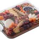 FARBERWARE Build-A-Board Acacia Cutting Board with Built-in Storage Compartments, Clear Locking Lid & White Handles, Great for Charcuterie & Snacks