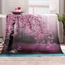 Flannel Fleece Throw Blanket for Couch 70.9" x 78.7", Soft Decorative Microfiber Plush Blankets Pink Trees Fuzzy Fluffy Cozy Soft Blanket for Couch Bed Sofa