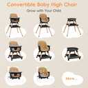 Babyliebe Baby High Chair, 8 in 1 Convertible Wooden High Chair for Babies and Toddlers, Converts to Booster Seat, Toddler Chair & Stool, with Removable Double Tray, Adjustable Legs & Footrest (Brown)