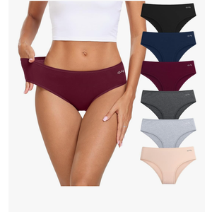 coskefy Women's Underwear Cotton Hipster Panties Low Rise Briefs Soft Strench Breathable Ladies Bikini Underwear 6 Pack M