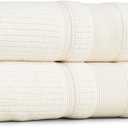Preston Lane Douro Hand Towel Set 2 Pack Luxury Cotton Towels, Ultra Soft & Absorbent, Quick-Dry Spa-Quality Bathroom Towels, Made in Portugal, Alabaster 18.5 x 27.5