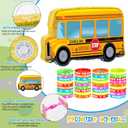 Jenaai School Bus Piata Back to School Decor Kit with 36 Pcs Ready to Learn Rubber Bracelets Silicone Wristbands for Classroom Decorations, Kindergarten Supplies, Bus Birthday Party Favors