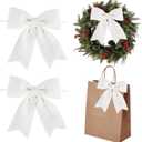 AIMUDI White Bows for Christmas Tree 5'' Hand Felted Christmas Bows for Gift Wrapping Premade Bow Gift Bows for Presents Crafts Wreaths Fireplaces Winter Holiday Christmas Decorations, 24 PCs
