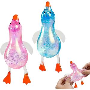 Cute Duck Squishy Sugar Stress Ball,Soft Duck Stress Relief Sugar Ball Toys and Moldable Slow Rise Relaxing Sensory Fidget Stress for Anxiety Relief (Blue+Pink)
