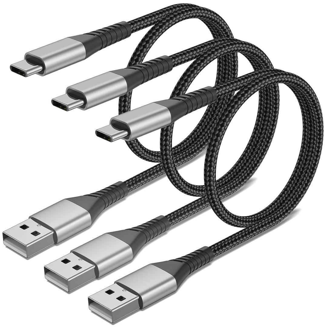 2FT USB to USB C Cable, 3 Pack USB C Cable, 2 FT USBC iPhone Charger Cord, Braided USB Type C Cord Fast Charging for iPhone 16 15 Pro Max, Samsung Galaxy S24 S23 S22 Ultra, Goole Pixel