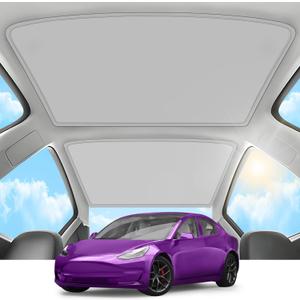 2025 Upgrade Sunshade Roof for Tesla Model 3 2023-2021 [No-Gap/Sag-Free] Heat Insulation Glass Roof Sunshade Sunroof for Tesla Model 3 Accessories 2023-2021 Gray