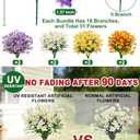 8 Bundles Artificial Daisy Flowers for Outdoors Summer Decor, UV Resistant No Fade Fake Cemetery Flowers Faux Plastic Greenery Shrub Plants for Hanging Garden Window Porch Memorial Day Decor(Colors)