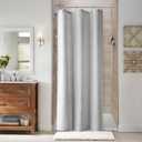 Naturoom Light Grey Linen Shower Curtain, Cloth Textured Fabric Shower Curtain Set with Hooks, Simple Elegant Modern Farmhouse Country Ultra Thick Bath Curtains for Bathroom,Water Repellent,72x84