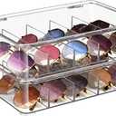 FUNGRINS Sunglasses Organizer, acrylic Clear Plastic Stackable sunglasses case with 5 Compartments, Glasses Organizer sunglasses holder for Multiple Pairs of glasses -2 Pack