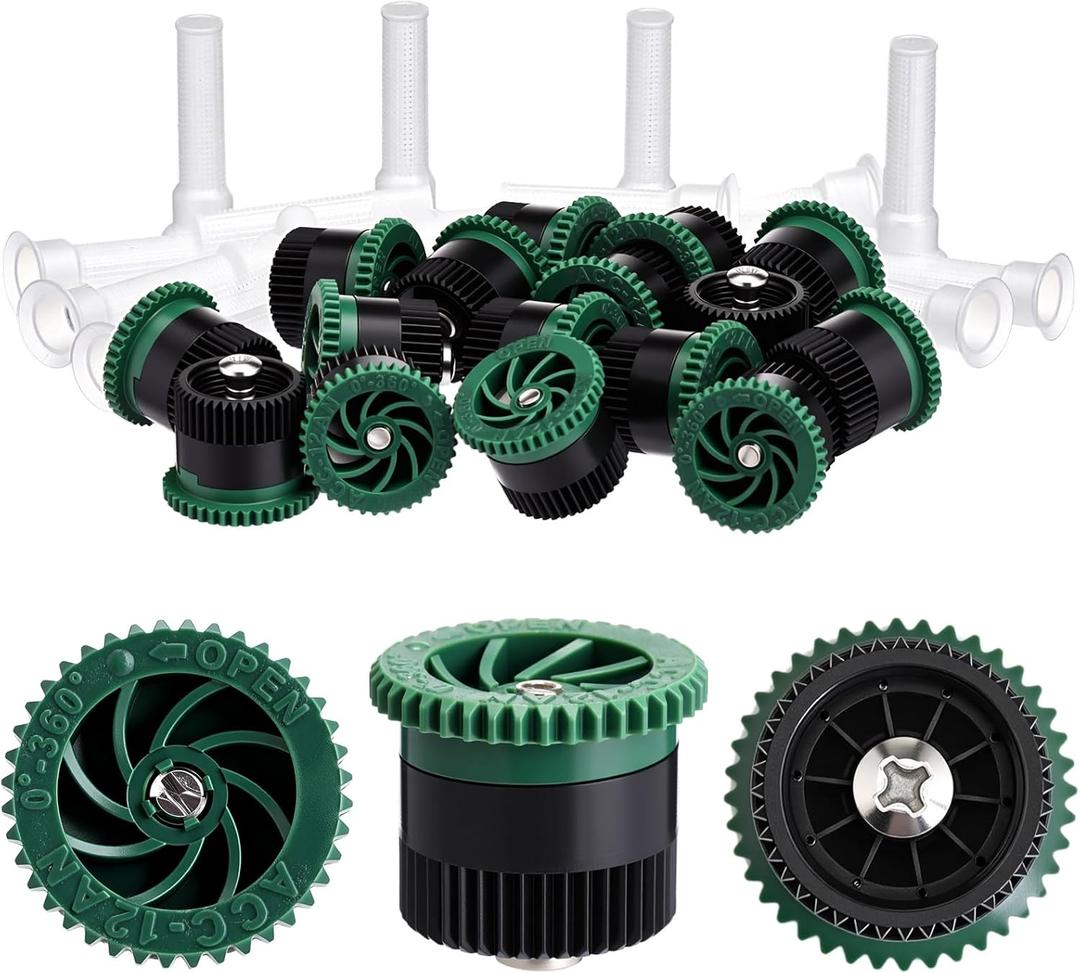 Honoson 16 Pcs Variable Arc Nozzle Radius High Efficiency Replacement Pop up Sprinkler Heads Compatible with Rainbird, Hunter, Orbit Pop-up Sprinklers(Green,12 Van)