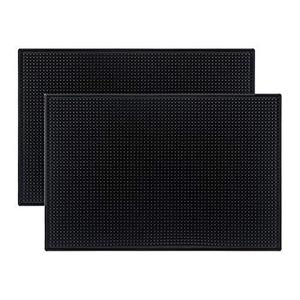 Tebery 2 Pack Black Bar Mat, 18" x 12" Rubber Dish Drying Mat for Countertop, Non Slip Cocktail Service Spill Mats for Bartending, Coffee Bar Mats Accessories for Home Kitchen