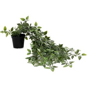 Artificial Vine Plant Small Potted in Black Pot Plastic Fake Green Vine for Office Home Decor Faux Plant for Hanging Baskets, Green-KUBMART11603 2 Pcks