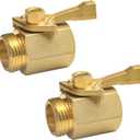 Hourleey 2 Pack Solid Brass Garden Hose Shut Off Valve with 2 Extra Rubber Washers, 3/4 Inch, Gate Valve, Hose Valve, Brass