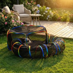LUCKITTY Portable Cat Enclosure - 2-in-1 Outdoor Catio with Tent & Tunnel, Foldable Playpen for Indoor Cats, Includes Storage Bag for Cats & Small Animals Rainbow Color