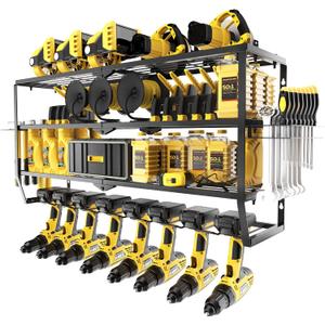 DRQ 40" W Large Power Tool Organizer Wall Mount, Heavy Duty Garage Tool Organizer Storage, 150LBS Load 4 Tier Storage Rack with 8 Drill Holders Cordless, Tool Holder for Workshop, Gift for Men Dad