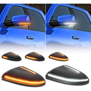 SUPAREE Sequential Switchback LED Side Mirror Turn Signal Light Amber, Puddle Light White fit for 2009-2018 Do-dge R-am 1500 2010-2018 Do-dge R-am 2500 3500 Turn Signal Puddle Lamp