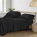 THREAD SPREAD 100% Cotton Split King Sheets for Adjustable Bed - 400 Thread Count 5 PC Sateen Split Sheet Set, Soft, Breathable Cooling Cotton Sheets - 16" Deep Pocket Split King Sheet (Black)