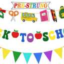 3 x Pre-Strung Back to School Banner Decorations, Welcome Back to School Sign | First Day of School Garland Decorations, No Glitter Mess, No Tangled, 350G Cardstock, 9.8FT/3M String, Ideal for Home Office