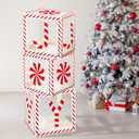 Cholemy 3 Pcs Candy Cane Decorations Merry Christmas Joy Boxes Christmas Transparent Boxes Xmas Balloons Decorations or Holiday Party Fireplace Home Decor(Classical Color,Candy)