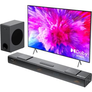 Hiwill 3.1.2CH Dolby Atmos Soundbar for TV Surround Sound, 5.25'' Subwoofer, 2 Up-Firing, 2 Side-Firing, 400W Peak Power Home Theater Speakers, 3D Sound Bar Bluetooth, eARC/ARC/Opt, Nimbus A312