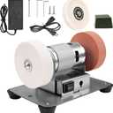 Mini Bench Grinder with 3 Wheels, Electric Multi-Purpose Grinding Machine for Metal, Wood, Knife Making, Jewelry Buffing, 6.3 x 3.5 inch Base