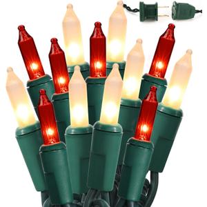 BrizLabs 300 Counts Red & White Christmas Lights, 69.6ft Mini Lights Connectable, UL Certified Incandescent Christmas String Lights Plugin, Indoor Xmas Tree Lights for Outdoor Xmas Home Decor