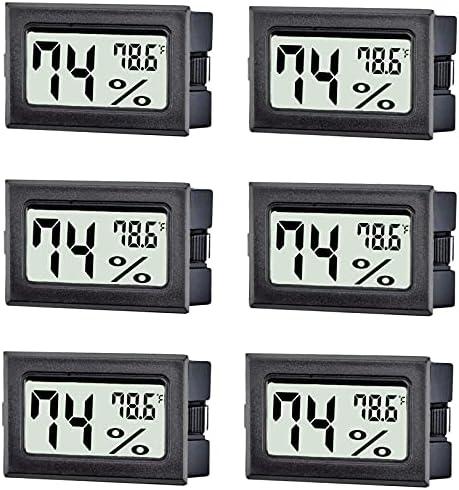TASOGEN 6 Pack Mini Digital Thermometer Hygrometer,Indoor Temperature and Humidity Gauge Meter Monitor Fahrenheit (℉) for Home,Greenhouse,Jars