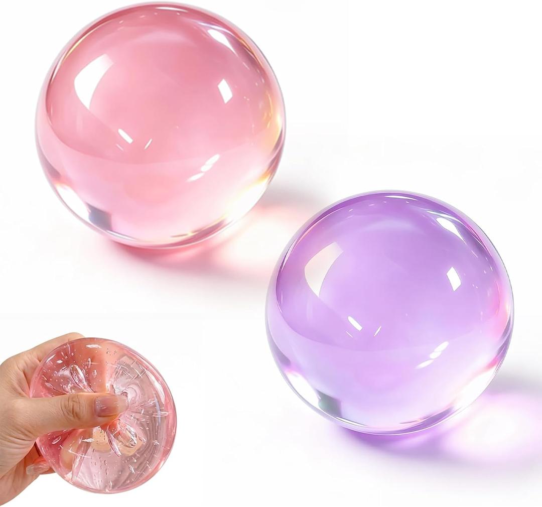 2 Pack Coconut Oil Squishy,Coconut Oil Stress Ball Squishy Stress Ball Malleable Clear Jelly Texture,Slow Rising and Non-Sticky Easy Clean,Anxiety Relief Focus Fidget Toy for Work Study Relaxation