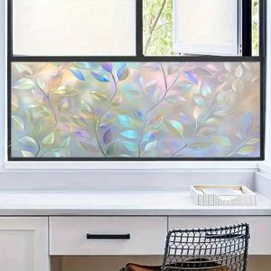 Window Privacy Film 39.317.7 Inchs Flower Stained Glass Decorations Rainbow Window Film PVC Anti-UV Sun Removable Static Cling Stickers for Living Room Office and Bathroom