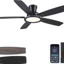 BYKISTOK 52" Flush Mount Ceiling Fan with Lights and Remote - Black Modern Ceiling Fan, Reversible and 5 Dual-Sided Blades, Low Profile Fan Light for Indoor Bedroom, Covered Patios