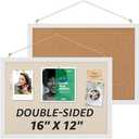 MaxGear 2 Pack Double-Sided Cork & Linen Boards, 16" x 12" Bulletin Board with White Frame, CorkBoards for Wall, Vision Board for Girls Room, Office, Bedroom, Kids Room, Classroom