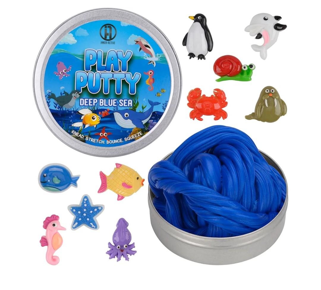 INNERACTIVE Play Putty Therapy Putty for Kids with Charms Deep Blue Sea Theraputty Medium Resistance, Increase Fine Motor Skills and Finger Strength, Physical and Occupational Therapy Toy