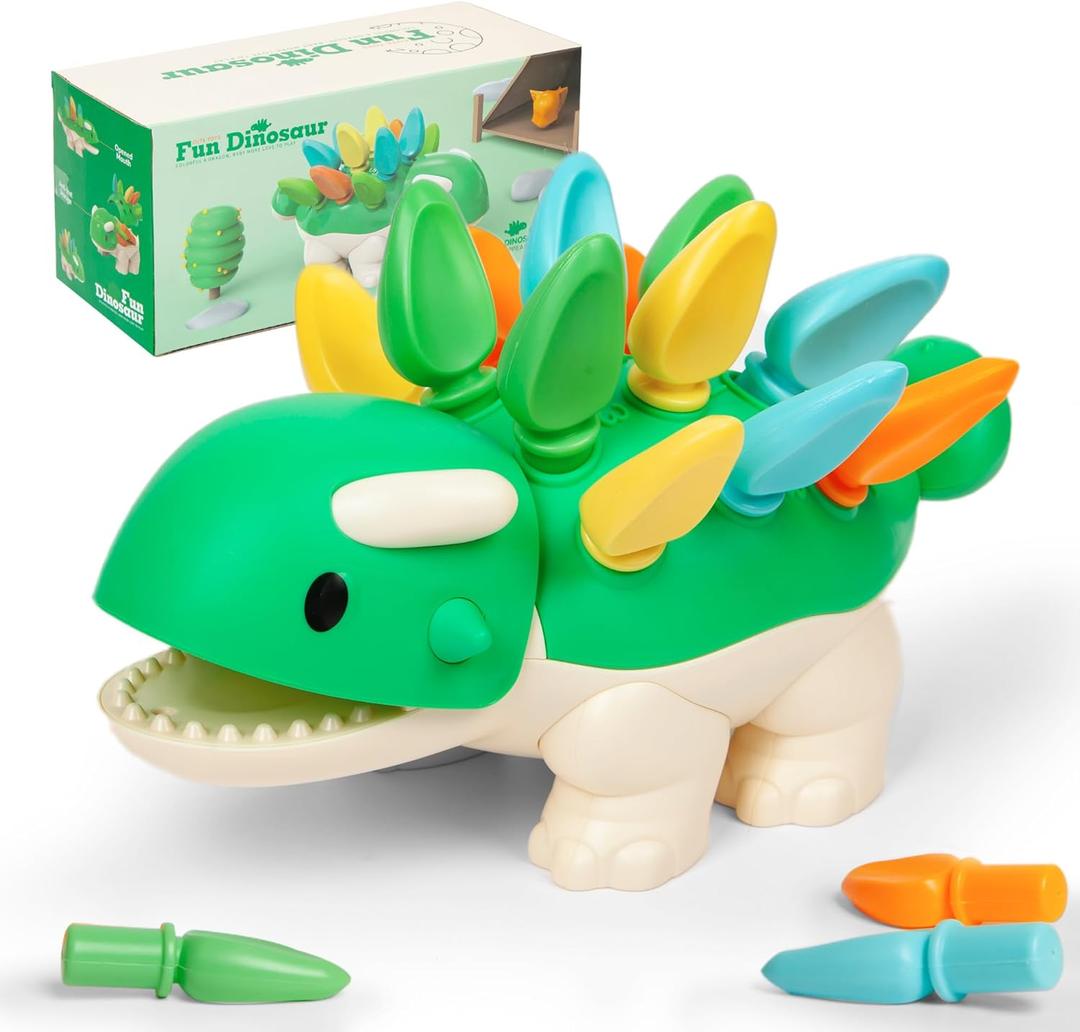 Hirger Spike The Fine Motor Dinosaur: Montessori Baby Sensory Toys for Toddlers 1-3, Preschool Learning Educational Activities, 12+ Months Old Birthday Gift