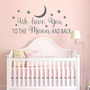 BATTOO We Love You to The Moon and Back Wall Decal - Moon and Stars Decal - Children's Wall Decor (Dark Gray, 22" WX11 H)