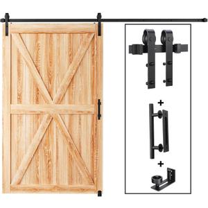 EaseLife 12 FT Sliding Barn Door Track and Handle Hardware Kit,Basic J Pulley,Slide Smoothly Quietly,Easy Install (12FT Track Kit for 66"~72" Wide Single Door)
