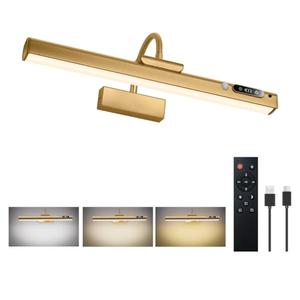 15.7'' Picture Lights for Wall with Motion Sensor, 9000mAh Rechargeable Battery Operated Poster Lights for Paintings, Portraits, Wall Decor, Gold