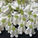100 PCS Medium White Crown Flower Clay Beads (06) for Jewelry Making DIY Craft Supplies 14 mm